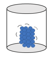 Molecules in a solid are very close together