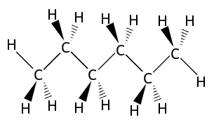Hexane's 3D displayed formula