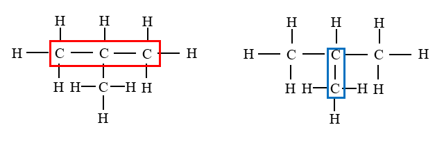 This organic molecule contains two Carbon chains