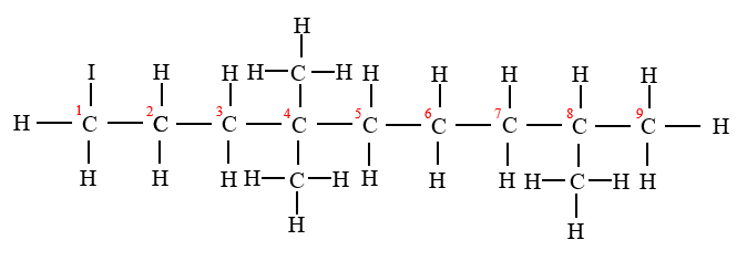 Numbering the main chain from left to right
