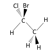 3D displayed formula of 1-bromo-1-chloroethane