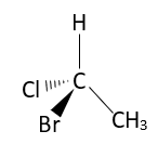 Another way of drawing the 3D displayed formula of 1-bromo-1-chloroethane