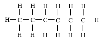 One way to draw hexane's displayed formula